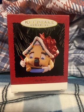 Vintage 1995 New Home Hallmark Red & Cream Gingerbread House Keepsake Ornament